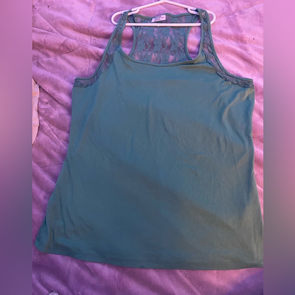 Emerald green tank top. Never worn and just too big for me.